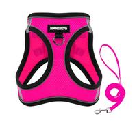 HIMNESEYO No Pull Dog Harness and Leash,Reflective Breathable Lightweight Easy to Put on and Take Off with Safety Buckle for Small Medium Dogs Cats(Rose Red,XL)