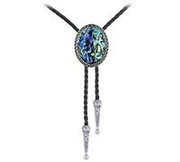 Himongoo Big Real Abalone Shell Bola Tie Bolo Tie Wedding Necklace for Men Women Groomsmen Bridegroom Western Cowboy Necktie (Base C)
