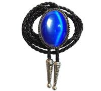 Himongoo Dark Blue Acrylic Bola Bolo Tie Wedding Necklace for Men Women Groomsmen Bridegroom Western Cowboy Necktie (Dark Blue Acrylic)