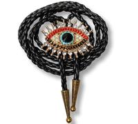Himongoo Diamond Demon Eye Bola Bolo Tie Faux Leather Wedding Necktie for Men Women Western Style Bolo Necktie