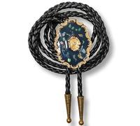 Himongoo Moon & Sunflower Bola Bolo Tie - Faux Leather Wedding Necktie for Men Women - Western Style Bolo Necktie
