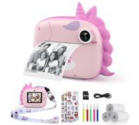 HiMont Kids Camera Instant Print, Digital Camera for Kids with No Ink Print Paper & 32G TF Card, Selfie Video Camera with Color Pens for DIY, Fun Gift