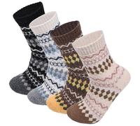 Himozoo 4 Pairs Women Wool Socks, Stocking Stuffers Gifts for Mom Daughter Girlfriends, Warm Thick Soft Wool Cozy Crew Socks, Ladies Winter Socks Christmas Gifts for Women