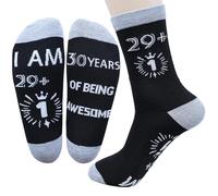 Himozoo Funny Socks For Fathers Husband Men, Novelty Birthday Gifts For Him, 30 YEARS OF BEING AWESOME Stitched Birthday Calf Socks (Gift for 30th)