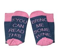 Himozoo Funny Socks, Unisex Cotton IF YOU CAN READ THIS BRING ME Some Wine Socks (Pink Blue)