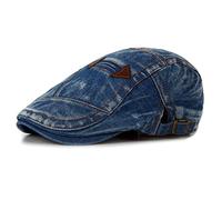 Himozoo Mens Denim Flat Cap Newsboy Ivy Irish Hats Jean Cabbie Scally Cap Duckbill Hat (Blue)