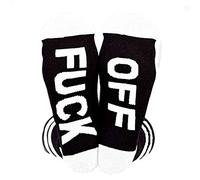 Himozoo Unisex Cotton Funny FUCK OFF Ribbed Knit Half Crew Socks (White)