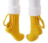 Himozoo Women Slipper Socks,3D Beer Mug Socks Womens Wool Socks, Thick Warm Knitting Thermal Socks, Stocking Fillers, Christmas Gifts for Women(Yellow, One Size)
