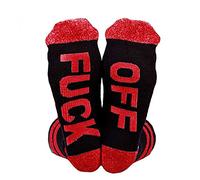 Himozoo Womens FUCK OFF Socks Funny Casual Cotton Ribbed Knit Half Crew Socks Novelty Gifts for Women Wife