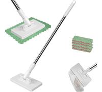 HiMrLuo Upgraded Snap Grip Mini Mop, Hands-Free Microfiber Floor & Wall Cleaner with 10 Reusable Washable Pads, 360° Pivot Head for Hardwood Tile Laminate, Bathroom, Car, Pet Hair - Space Saver Design