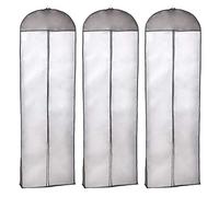 HIMRY 3pcs 70 Inch Breathable Garment Cover for Wedding Gown Dress, Clothes Bag For Wedding Dress, Evening Dress, Dress, Suit, Coat, Long Clothes. Full Zip, White with Black Side, KXB105 Black 3x