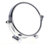HIMRY designed cosmetic mirror, can be swivelled by 360°. Double sided: normal and 10x magnification. Free standing mirror, shaving mirror, bathroom mirror. Chromed., 6'' Durchmesser, 7-fach