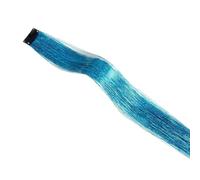 Himscev 12pcs Clip In Hair Tinsel Extensions - Rainbow Highlights Glitter Hairpieces For Women(Sky blue)