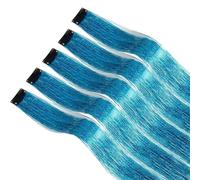 Himscev 12Pcs Clip In Rainbow Hair Tinsel Extensions - Heat Resistant Sparkle Hair Accessories For Women And Girls(Sky blue)
