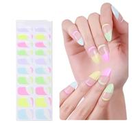 Himscev 40 Tips Gradient Auroras Semi-Cured Gel Nail Strips - 2pcs Sparkly DIY Gel Stickers for Stunning Long-Lasting Manicure(NC240093)