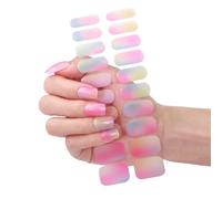 Himscev 40 Tips Gradient Auroras Semi-Cured Gel Nail Strips - 2pcs Sparkly DIY Gel Stickers for Stunning Long-Lasting Manicure(NC240331)