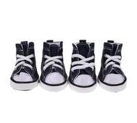 Himscev 4PCS Set Waterproof Non-Skidding Denim Canvas Dog Shoes for Small to Medium Dogs(Blue,L)