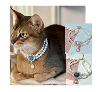Himscev Luxury Crystal Pearl Collar for Small Dogs and Cats(Green,M 25cm-30cm)