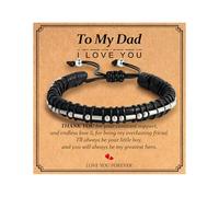 HIMSTORY Morse Code Bracelets for Men - Gunmetal Beads Adjustable Black Leather Bracelets, Inspirational Jewelry for Him, Christmas Birthday Gifts for Men, 7inch, Leather, no gemstone