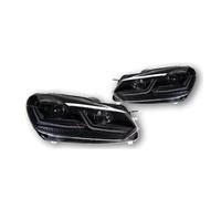 Himwqfuh Front Light Assembly Assy For VW For Golf 6 MK6 For Jetta R20 2009-2012 Black Samurai Style LED Headlight Head Lamp DRL Signal Projector Car Styling Headlights(All LED Black)