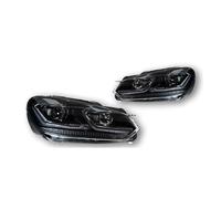 Himwqfuh Front Light Assembly Assy For VW For Golf 6 MK6 For Jetta R20 2009-2012 Black Samurai Style LED Headlight Head Lamp DRL Signal Projector Car Styling Headlights(T*si All LED Silver)