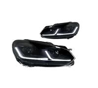 Himwqfuh Front Light Assembly Assy For VW For Golf 6 R20 MK6 2009-2012 Latest Styling LED Daytime Lights Dual Projector Car Accesorios Modified Auto Parts Headlights(RHD,Black Set)
