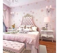HimYKEA American Countryside Rustic Non-Woven Wallpaper Flowers Dandelion Style Children's Bedroom Living Room Background Non-Woven Wallpaper Roll Pink 1.73'W x 32.8'L