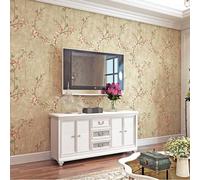 HimYKEA American Countryside Rustic Non-Woven Wallpaper Small Flowers Tree Pattern Retro Style Bedroom Living Room Background Non-Woven Wallpaper Retro Yellow 1.73'W x 32.8'L