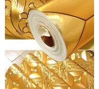 HimYKEA Modern Gold Foil Lattice Linger Mosaic Background Flicker Wall Paper Roll/Hotel Ceiling/Home Decorative Wallpaper Roll Gold Yellow Colour 1.73'W x 32.8'L