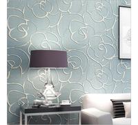 HimYKEA Modern Minimalist 3D Deep Embossed Rose Flower Pattern Non-Woven Textured Non-Pasted Wallpaper Roll Light Blue 1.73'W x 32.8'L