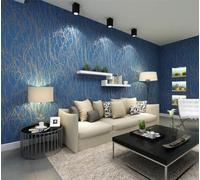 HimYKEA Modern Minimalist Abstraction Curve Striped 3D Tree Pattern Wallpaper Non-Woven Non-Pasted Wallpaper Roll Blue&Gray 1.73'W x 32.8'L