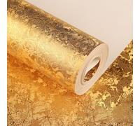 HimYKEA Modern Simple Thick Waterproof Gold Foil Wallpaper Hotel KTV Bars TV Backdrop Non-Pasted Wallpaper Roll Gold Yellow 0.53m*9.25m=4.903㎡