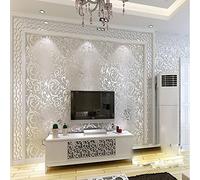 HimYKEA Modern Victorian Damask 3D Embossed Textured PVC Living Room/Bedroom/TV Background Non-Pasted Wallpaper Roll Silvery Gray 1.73'W x 32.8'L
