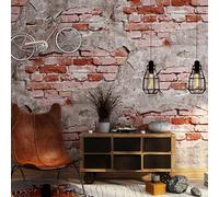 HimYKEA Retro Faux Brick Pattern PVC Wallpaper Brick Vintage Culture Stone Dining/Car/KTV/Bar Room Non-Pasted Wall Paper 1.73'W x 32.8'L (Red)