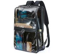 HIMZ WARRIOR Large Clear Backpack Heavy Duty for Adult Men Transparent Backpacks with Laptop Bag See Through Backpack Plastic, Black, 18.11×12.60×4.72, Casual