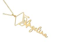 HINA COLLECTION Initial Heart Diamond Necklace for Women, 925 Sterling Silver 14K Gold Plated Letter Necklace, Minimalist Heart Pendant with Diamond Accent, Adjustable Chain, Gift for Her