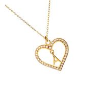 HINA COLLECTION Personalized Heart Name Necklace for Women, 925 Sterling Silver 14K Gold Plated Custom Engraved Necklace, Minimalist Heart Pendant, Adjustable Chain 14-22 Inch, Gift for Her