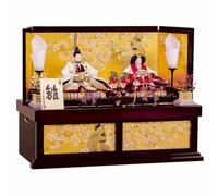 Hina Dolls HNH-HJ-118 Hina Doll by Heian Takahisa Hirari, Emperor the Great Three Given Prince Gold Foil Cherry Blossom Storage Decoration