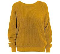 Hina Fashion Ladies Chunky Thick Knitted Baggy Jumper Womens Long Sleeve Oversized Sweater Mustard 8-10