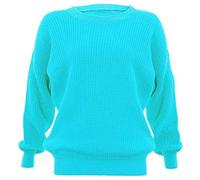 Hina Fashion Ladies Chunky Thick Knitted Baggy Jumper Womens Long Sleeve Oversized Sweater Turquoise 12-14