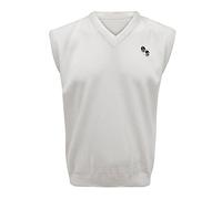 Hina Fashion Mens Sleeveless Knitted Bowling Jumper Adults Winter Wear V Neck Sweater Lawn Bowl Vest Top White 4X-Large