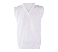 Hina Fashion Mens Sleeveless Ribbed Knitted Bowling Jumper Adults Winter Wear V Neck Sweater Vest Top White Medium