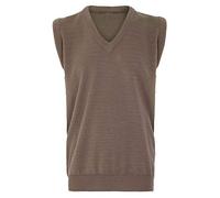 Hina Fashion Mens Sleeveless V Neck Knitted Jumper Slipover Sweater Adults Winter Wear Office Casual Vest Top Coffee 2X-Large