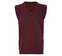Hina Fashion Mens Sleeveless V Neck Knitted Jumper Slipover Sweater Adults Winter Wear Office Casual Vest Top Wine 2X-Large
