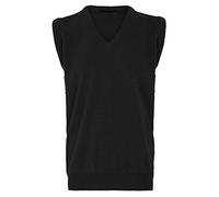 Hina Fashion Mens Sleeveless V Neck Knitted Jumper Slipover Sweater Adults Winter Wear Office Casual Vest Top Black Medium