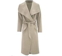 Hina Fashion Women Ladies Italian Waterfall Belted Long Sleeve Coat Jacket Top (One Size Fits 8-16, Mocha)