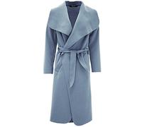 Hina Fashion Women Ladies Italian Waterfall Belted Long Sleeve Coat Jacket Top (One Size Fits 8-16, Sky Blue)