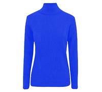Hina Fashion Womens Girls Polo Turtle Neck Ribbed Top Adults Kids Winter Casual Wear Long Sleeve Jumper Top Royal Blue Medium/Large UK 12-14