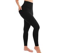 HINA FASHION Womens High Waist Yoga Pants Pocketed Sports Trousers Ladies Workout Running Tights Gym Leggings Black UK 16