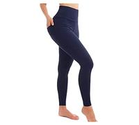 HINA FASHION Womens High Waist Yoga Pants Pocketed Sports Trousers Ladies Workout Running Tights Gym Leggings Navy UK 26